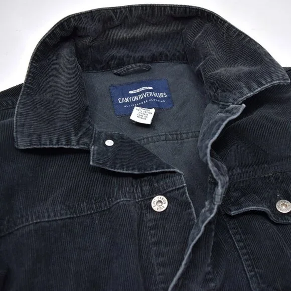 Canyon River Blues Corduroy Jacket Men Large Button Up Black Casual Cozy Outdoor - Picture 10 of 12